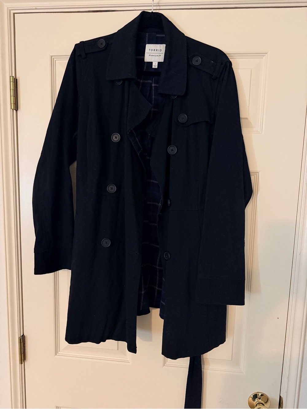 torrid Black Double-Breasted Trench Coat with Waist Tie